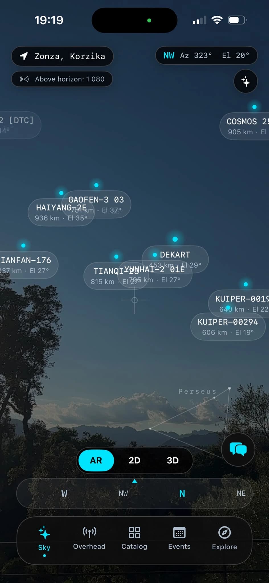 Orbit: browser-based AR tracker for 15,000+ satellites and space objects