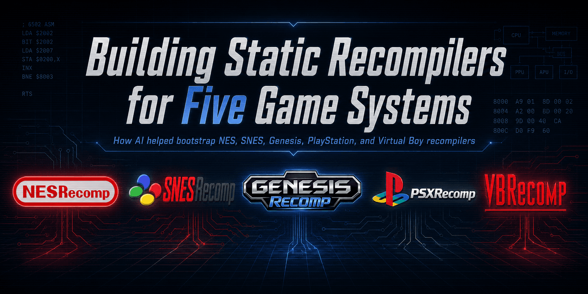 One dev used AI to build static recompilers for NES, SNES, Genesis, Virtual Boy, and PSX