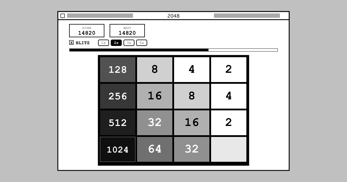 Classic 2048 gets a time-pressured Blitz Mode from solo maker rhgraysonii